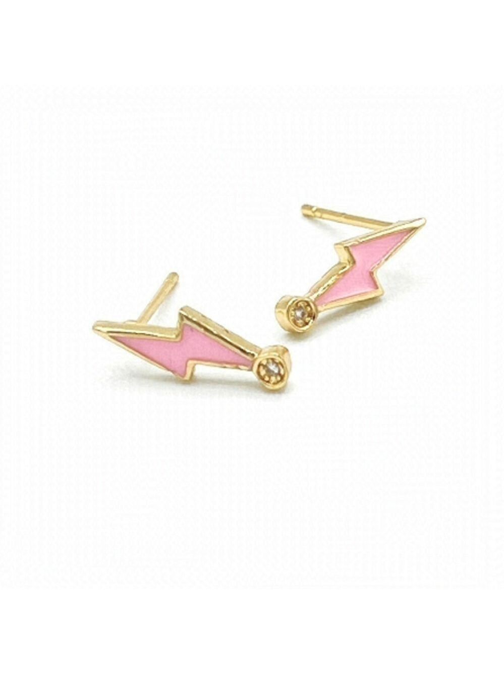 𝅺PINK enamel lightening bolt earrings